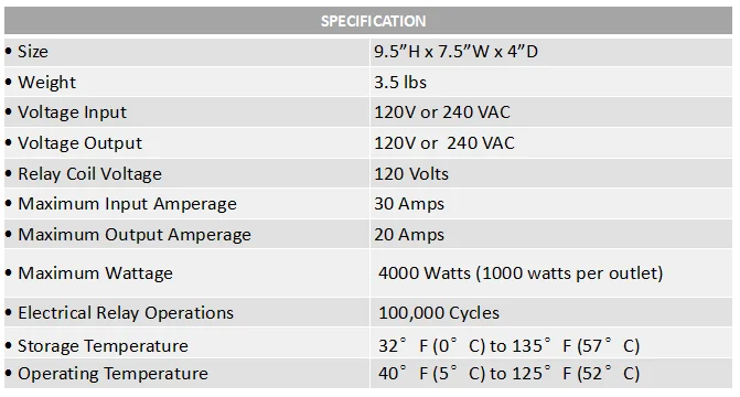 Контроллер реле освещения 4 световых 120/240 В с триггерным шнуром