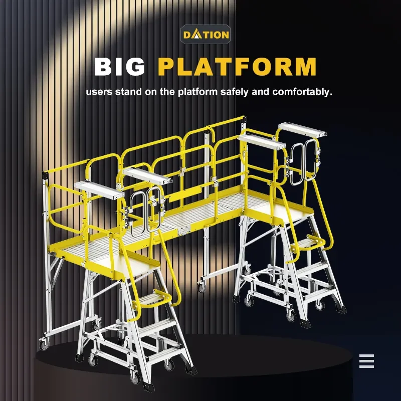 Aluminum Work Platform Ladder Elevating Ladder With Bottom Supports Adjustable Mounted Removable Multipurpose Ladders