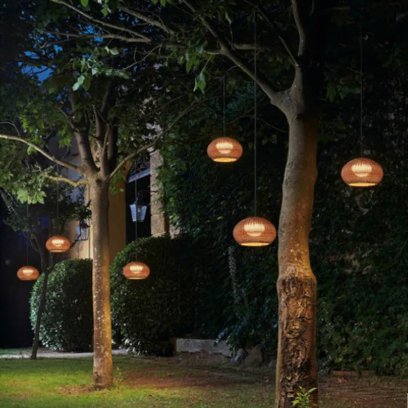 Садовая вилла павильон ферма декоративный наружный водонепроницаемый Пейзаж погремушка бамбуковый светодиодный подвесной светильник