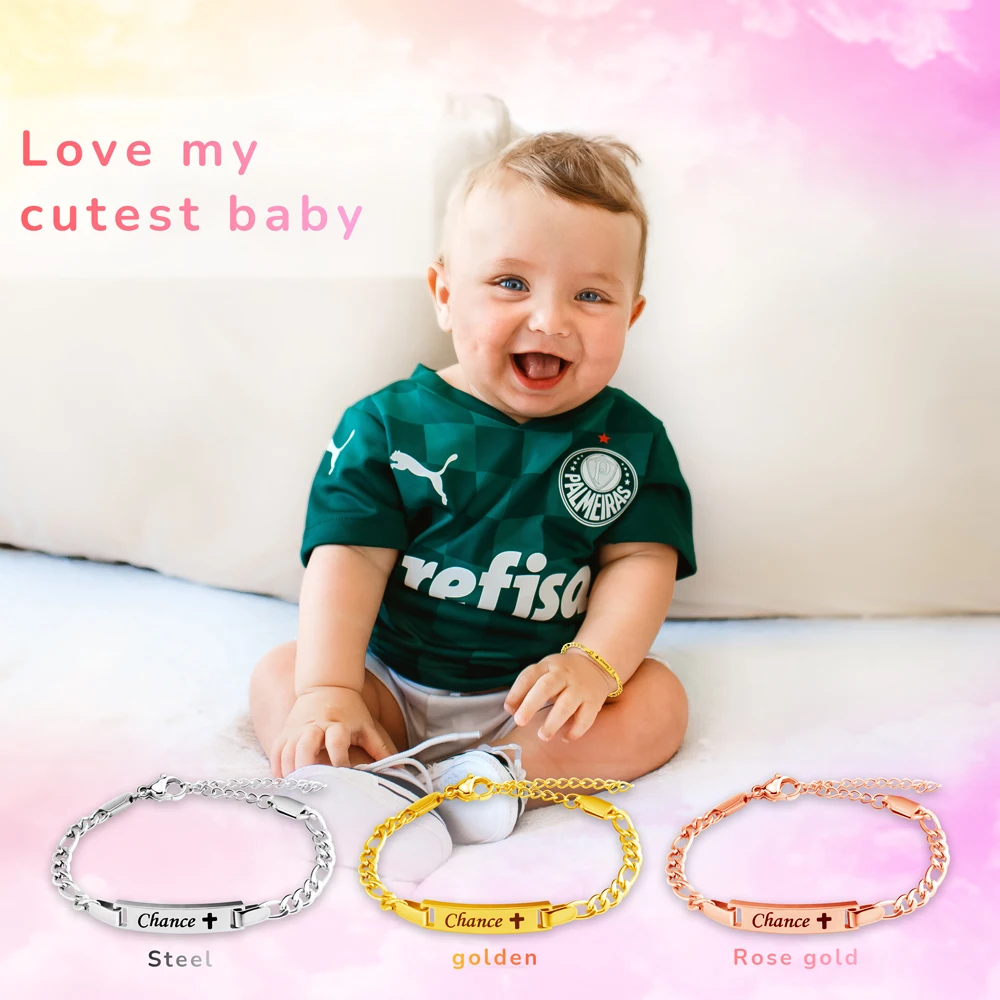 Custom Baby Name Bracelet Gift Adjustable Child Gold Bracelets Solid Safty Nameplate Baby Bangle Bracelet