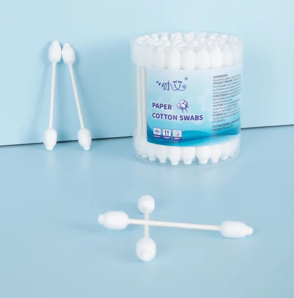 100PCS Large Head Bamboo Wood Hotel Household Baby Cotton Swabs Paper Stick Ear Buds