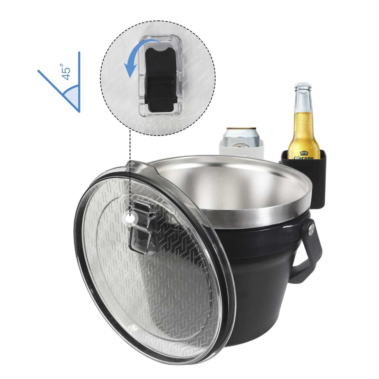 Cocktail Bar Wine Beer Hosting 250oz Capacity Vacuum Insulated Stainless Steel Ice Bucket with Lid and Scoop for Large Parties