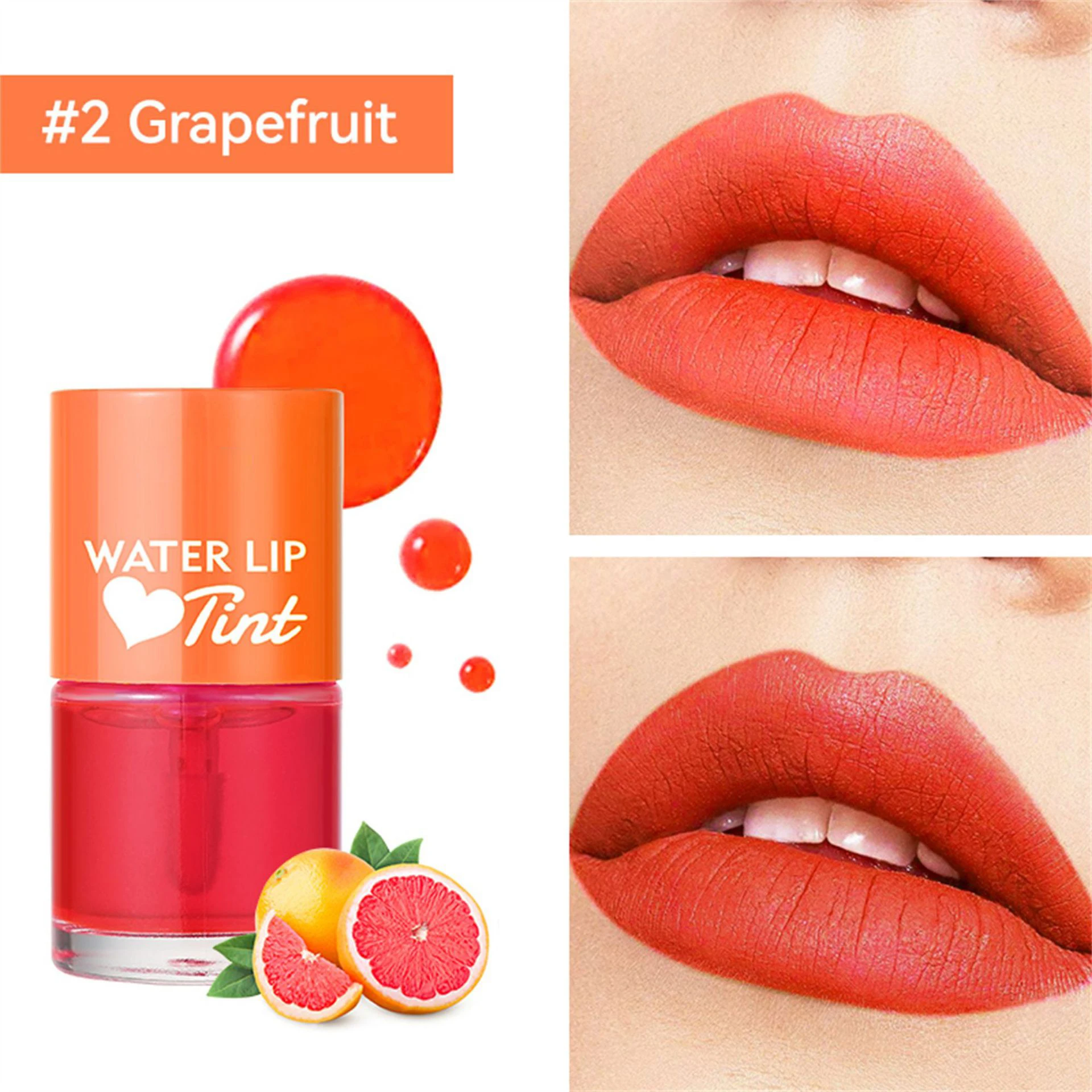 6 Fruit Flavors Highly Pigment Color Water Lip Tint Hydrating Lip and Cheek Stain Non-sticky Lip Stain Natural Looking
