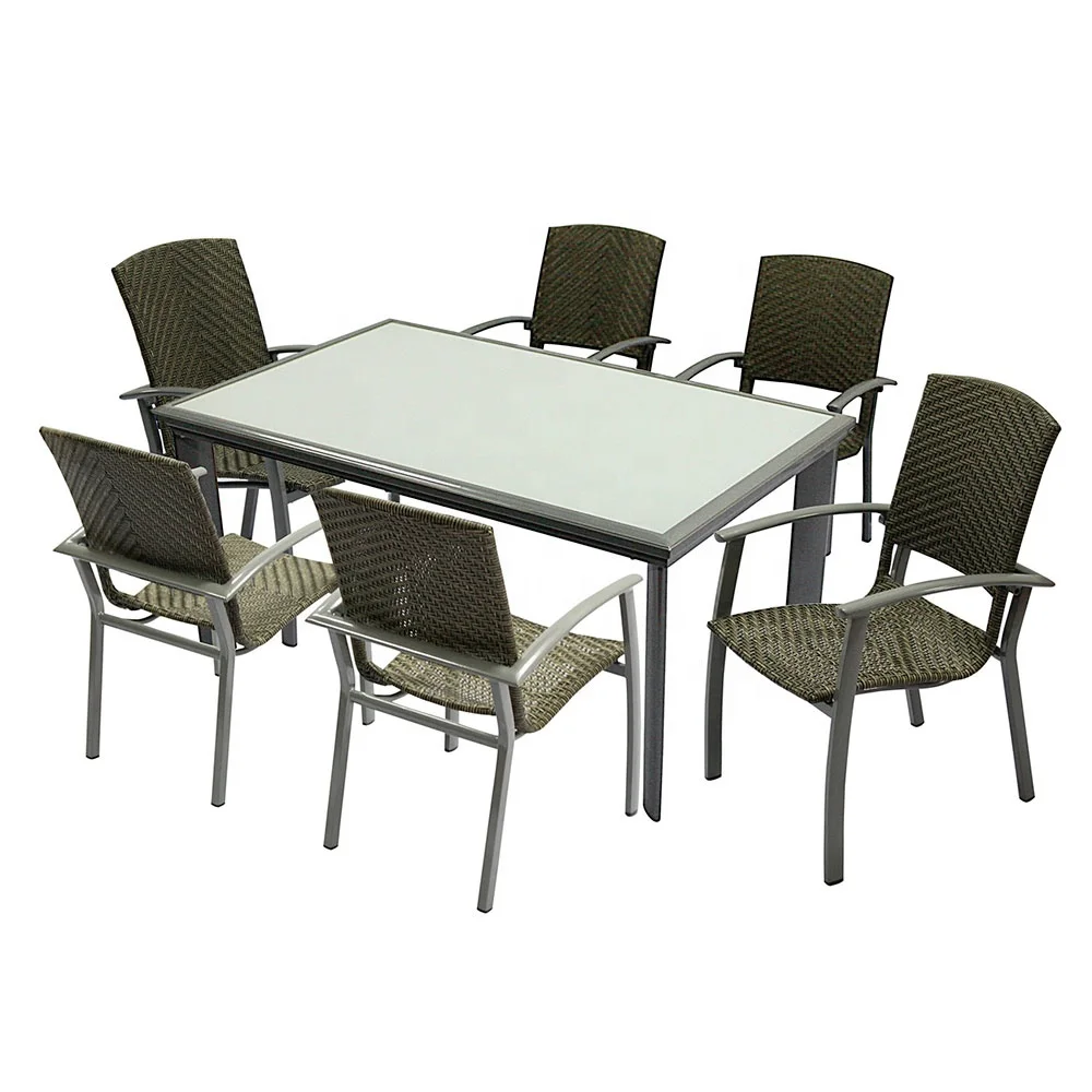 With Tempered Glass Table Patio Dining Set Outdoor Dining Set