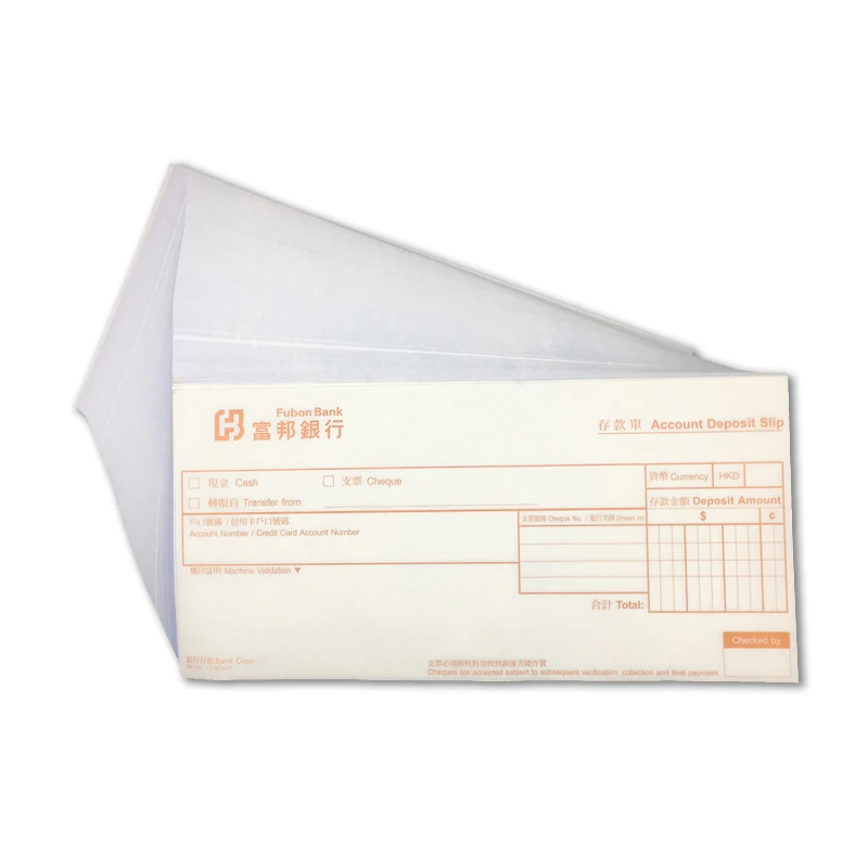 Custom 2 part NCR Paper Perfect Multi-Part Form Sets Every Time Account Deposit Slip Binding By Fanapart High-Strength Edge Padd
