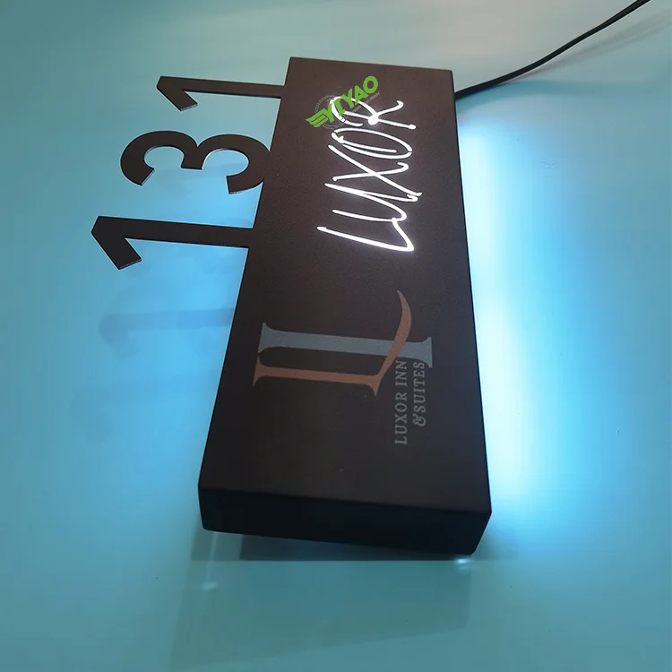 YIYAO Custom Led Apartment Hotel Door Number Plates Light Box Illuminated Sign