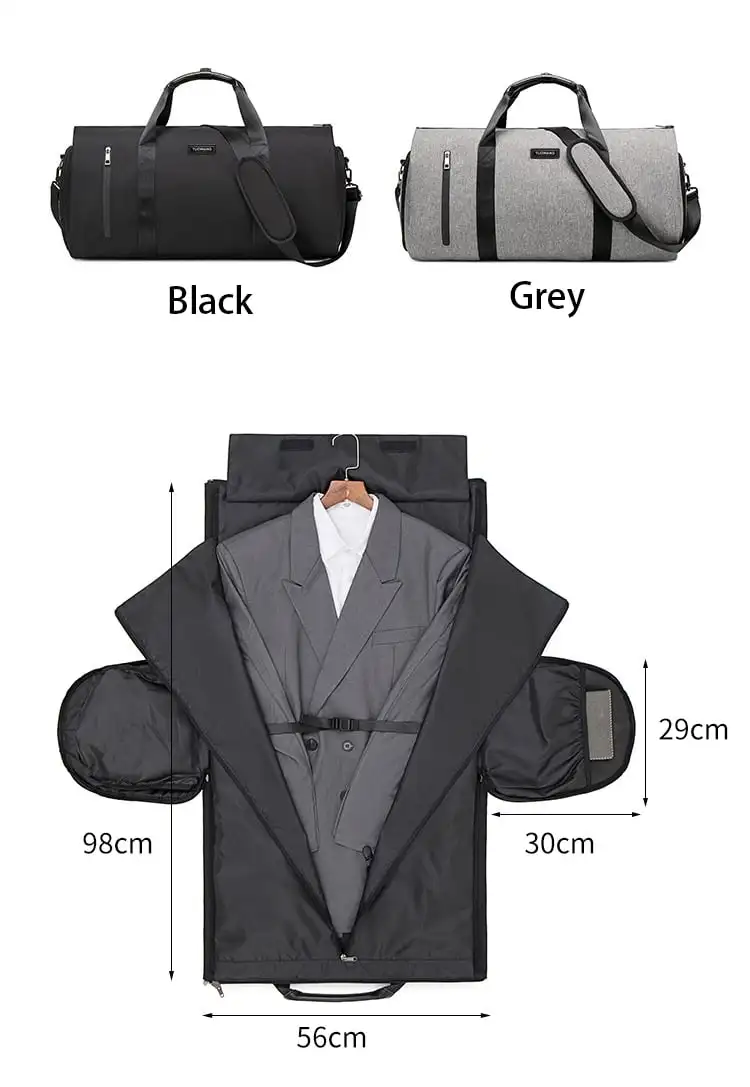 Men Garment Bags Convertible Garment Bag with Shoulder Strap Shoes Compartment Carry on Travel Suit Bags