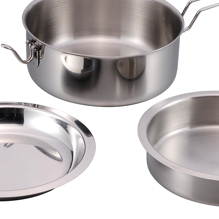 2021 3Pcs Stainless Steel Camping Kitchen Cookware Outdoor Cook Set