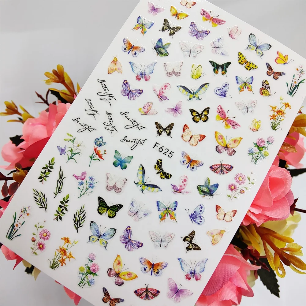 Nail Stickers Butterfly Flower Stickers For Nail Design Accessories Fashion Manicure Stickers