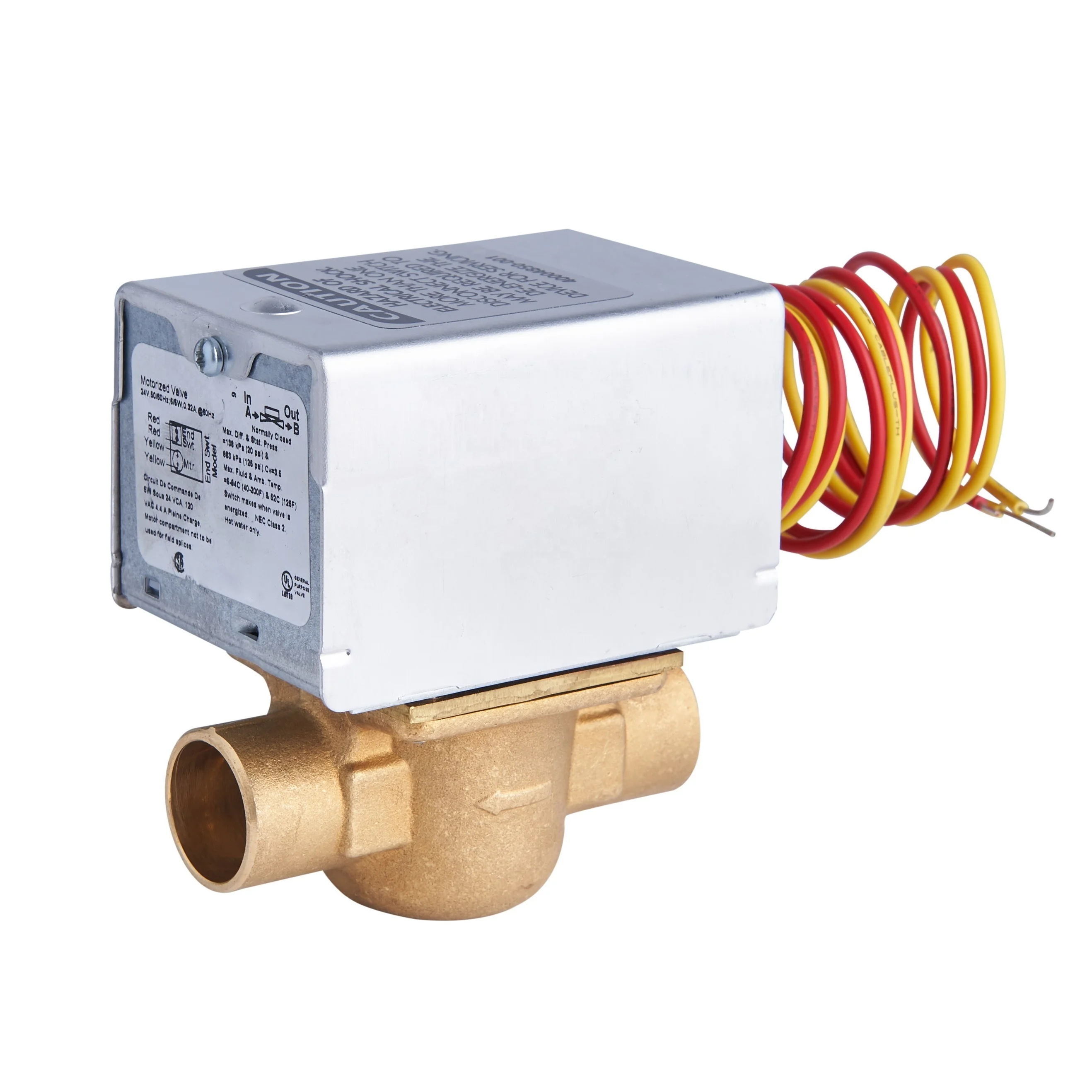 Honeywell Type 24VCA V8043E1012 3/4' sweat 2 way ball brass motorized zone valve for  heating loop system