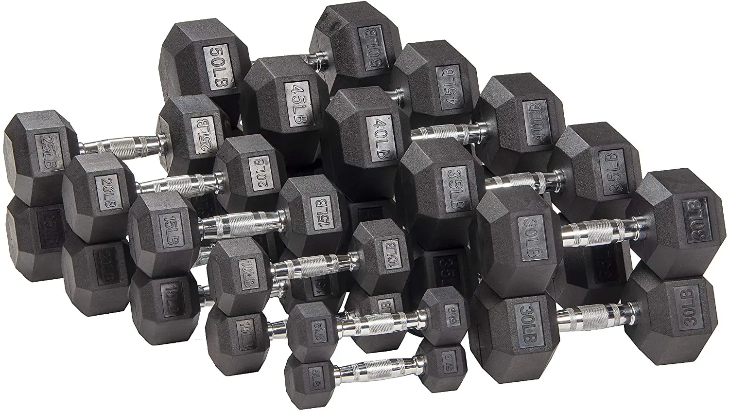 Hex Rubber Dumbbell with Metal Handles Exercise Heavy Workout Dumbbells Workout Weights