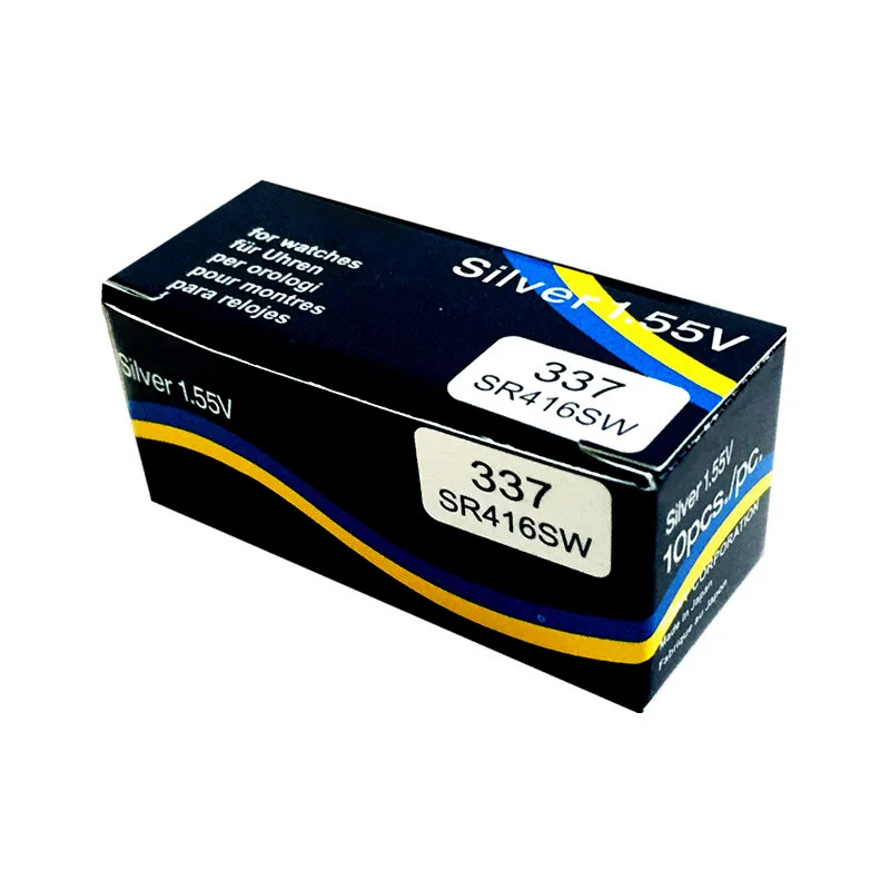 cheap Silver Oxide 1.55V 337 SR416SW Button cell Battery Watch Battery 337 For D337 V337 coin battery