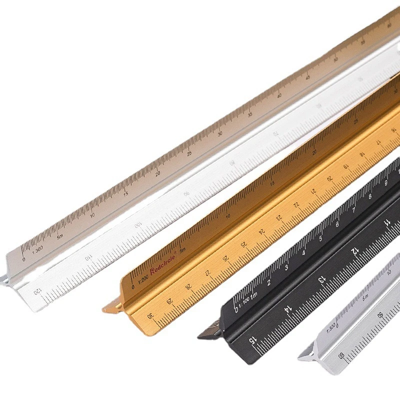 Christmas Gift Metal Ruler Aluminum Scale Ruler Triangular Ruler