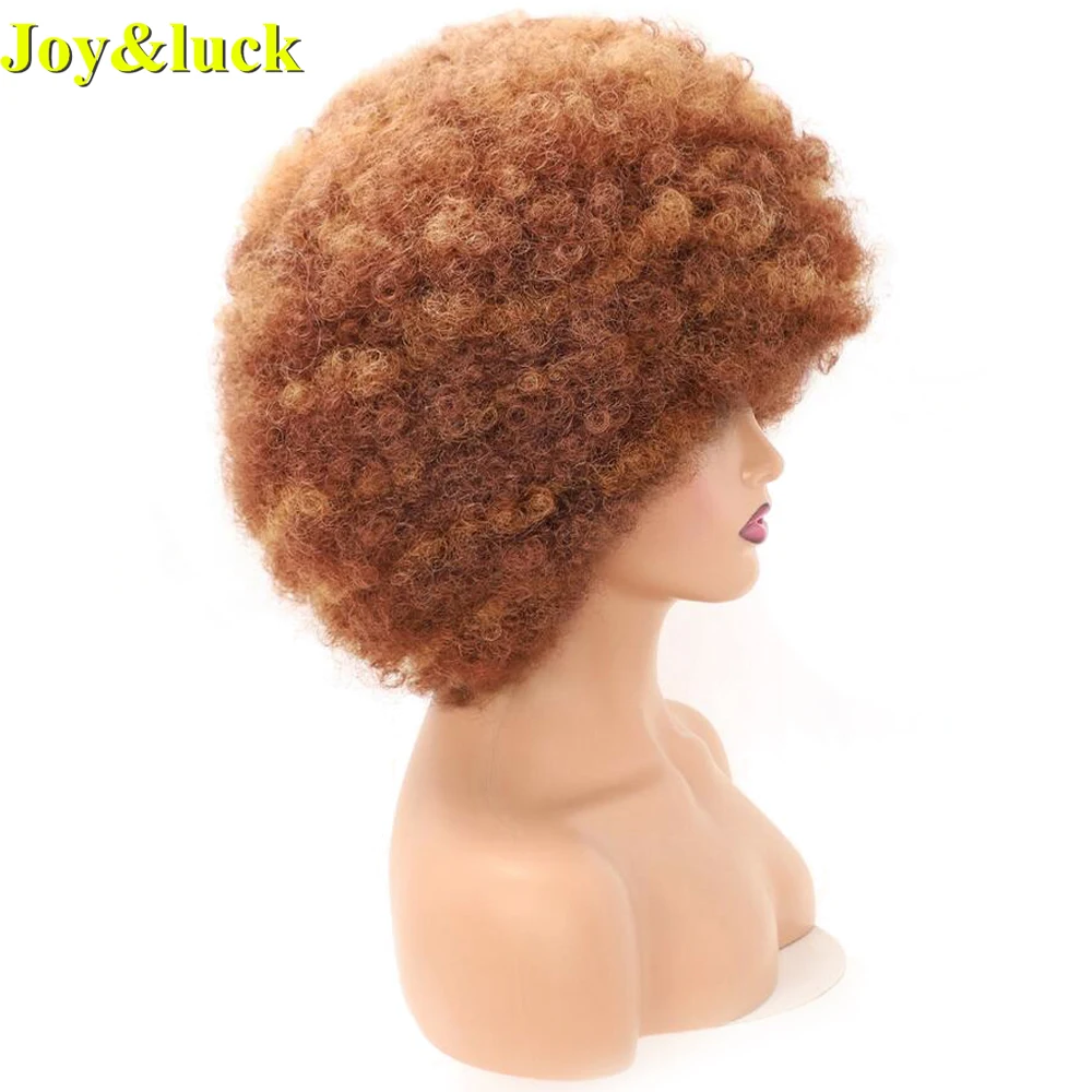Synthetic Wigs For Black Women Party Or Daily Round Curly Explosive Head Afro Kinky Curly Natural Brown Fluffy Ladies Full Wigs