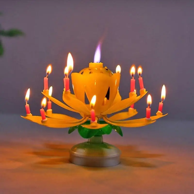 Wholesale Rotating Lotus Candles Birthday Party Cake Music Candles