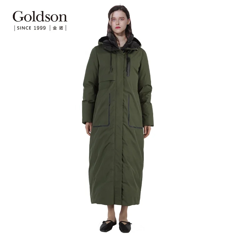 Russian quilted fabric down filling puffer warm long down padded coat women winter jacket