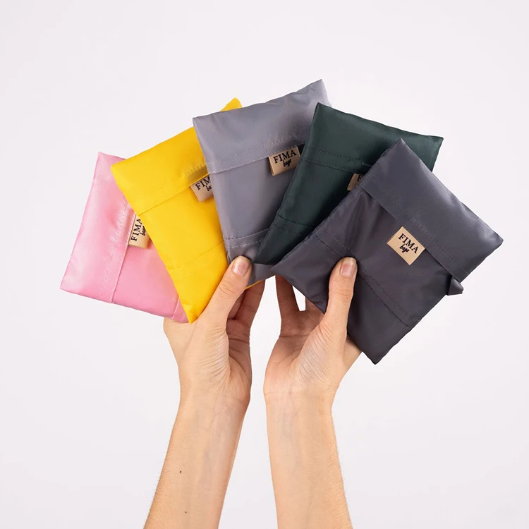 custom carry small foldable pocket tote rpet polyester folding shopping reusable bag