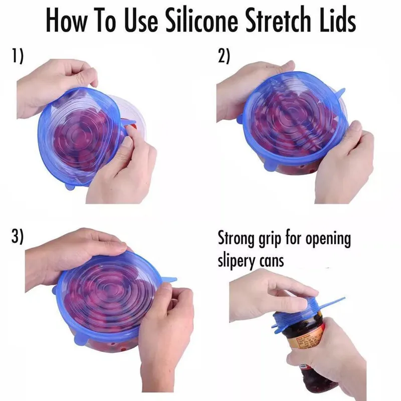 Amazon Hot Sale Non Stick Stretch Silicone Lid Cup Bowl Silicone Cover Pan