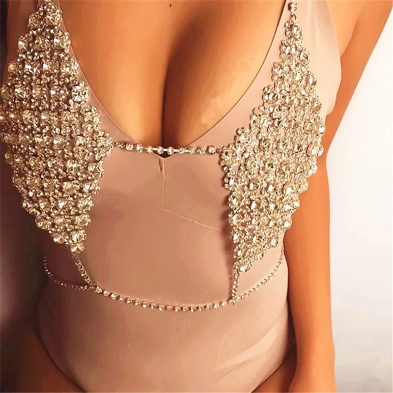 
Fashion Luxury Women Shiny Rhinestone Body Chain Sexy Chain Bra Body Jewelry 