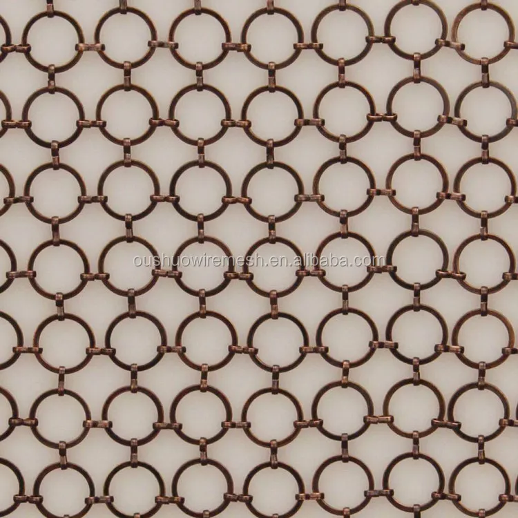 Gold color decorative ring mesh for hanging metal coil curtain