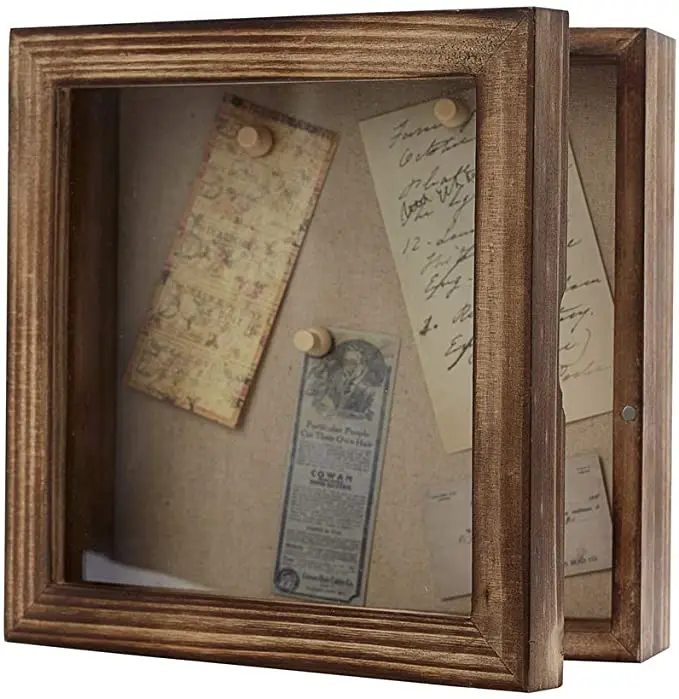 8x8 Shadow Box Display Cabinet Picture Frame with Linen Back Awards Bouquet Photos Butterfly Taxidermy Wood Shadow Box Frame