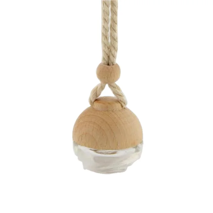 
empty perfume filled car air freshener glass bottles with wooden screw cap 