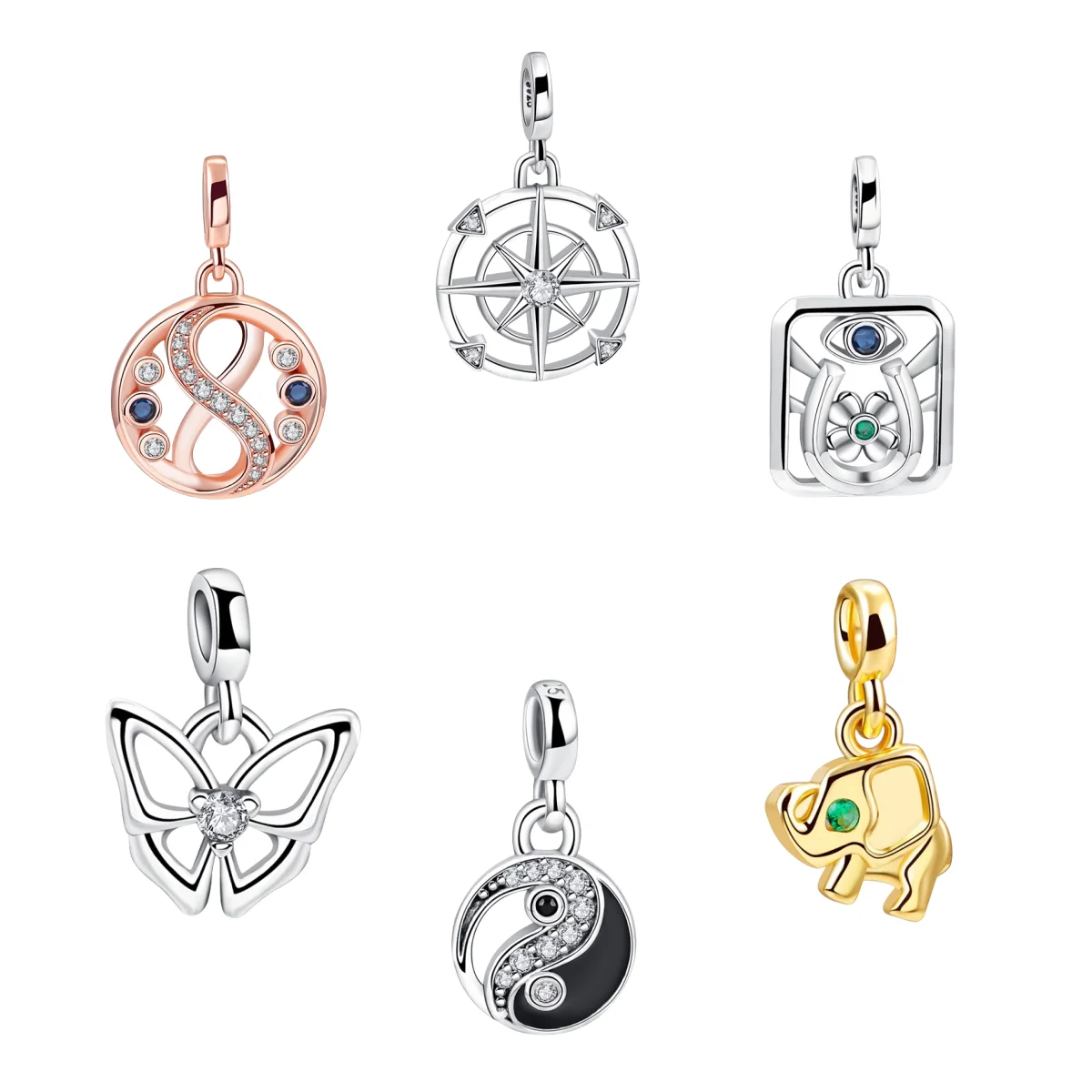 New 925 Silver Rings Styling Two-ring Connector Links Charms Fit Original Pan Me Rings DIY For Women Jewelry Gift Making