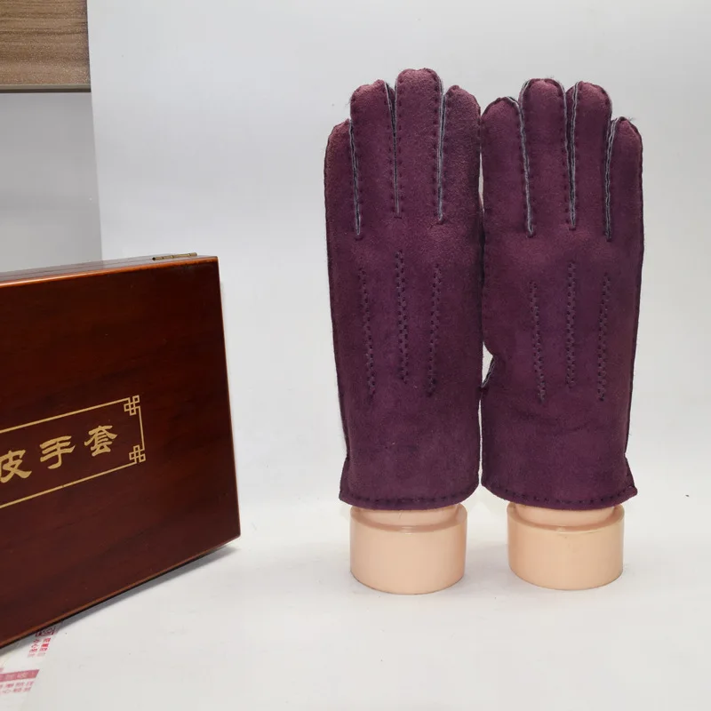 2021 wholesale custom sheep skin wool full skin sheep skin leather gloves for men and women