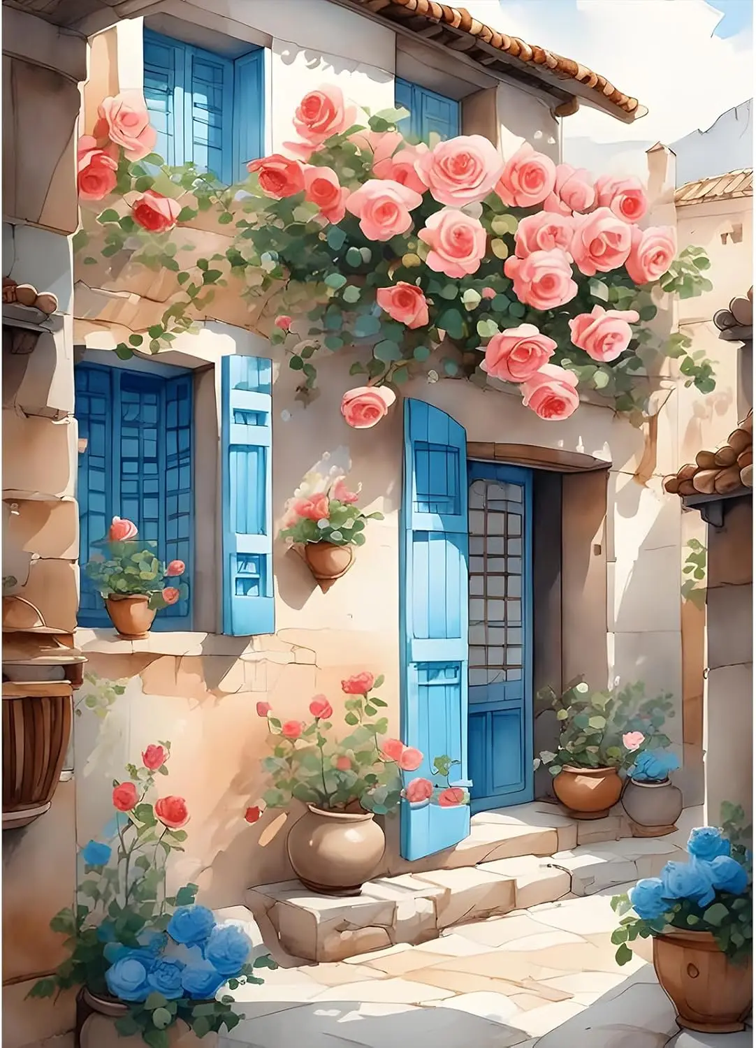 Beautiful DIY 5D Full Drill Diamond Painting Kits for Adults, Flowers Round Full Drill Diamond Painting Art