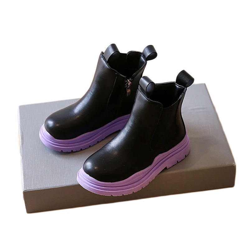 Новинка 2021, модные детские зимние ботинки из искусственной кожи, Роскошные Детские Ботинки Martin, теплая обувь до щиколотки для мальчиков и девочек