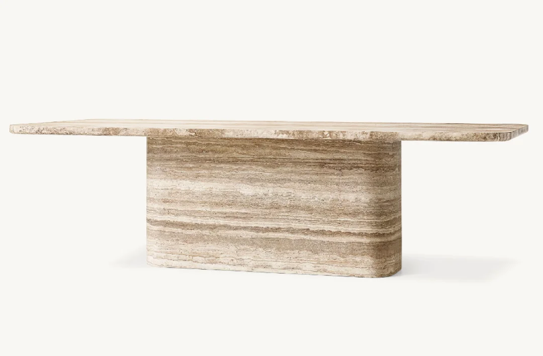 Customized Natural Stone Furniture Roman Travertine Marble Dining Table
