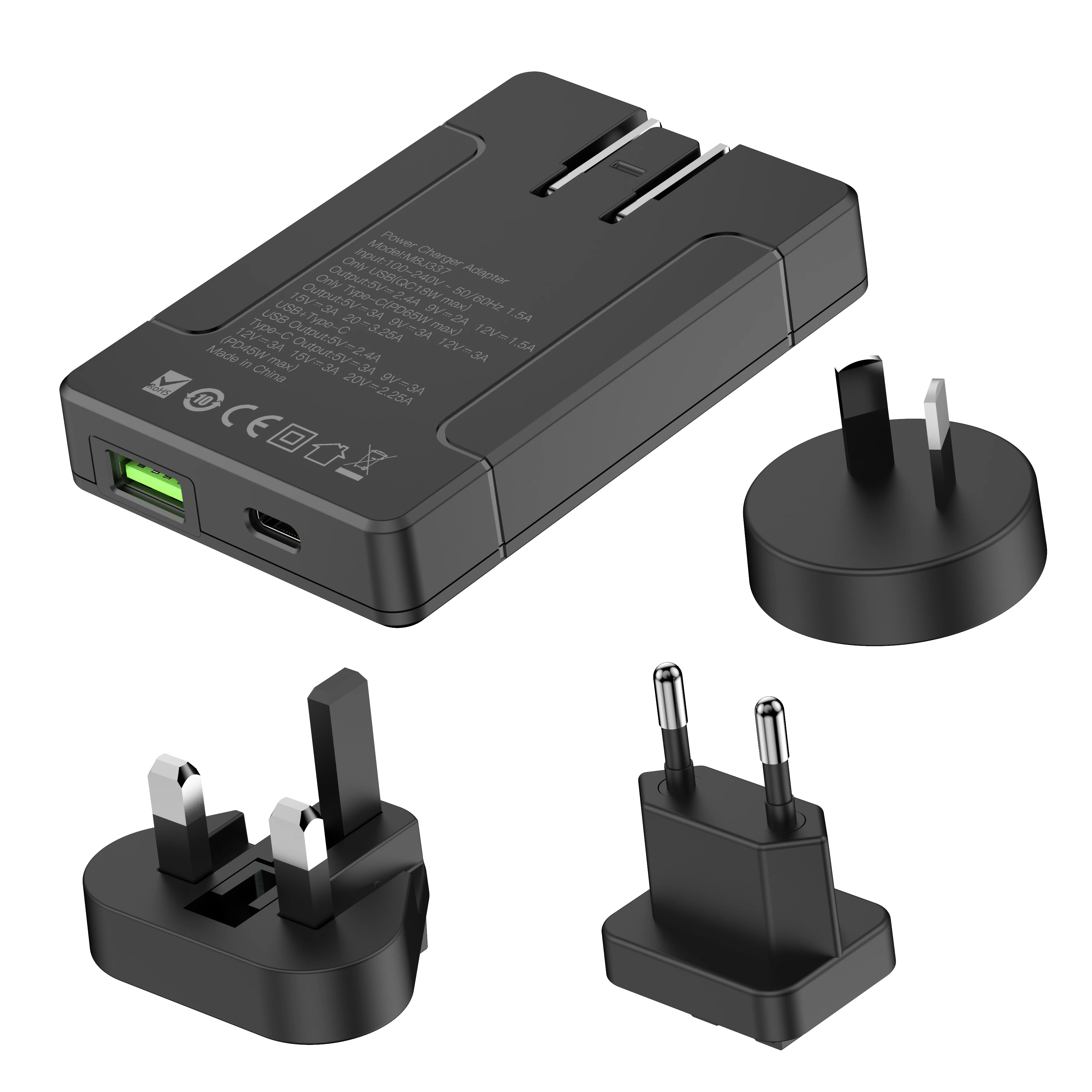 budi 2021 Hot Selling 65W GaN Type-c Charger QC3 Wall PD Charger 2 ports Universal Wall Charger for mobile phone