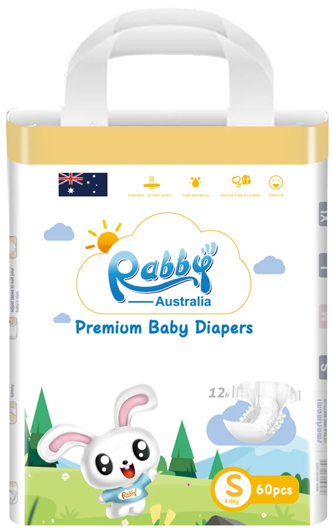 Rabby  Comfortable  Baby Diaper Skin Care Nappies Breathable Baby Diaper Pants And Wipes with Witness Indicator
