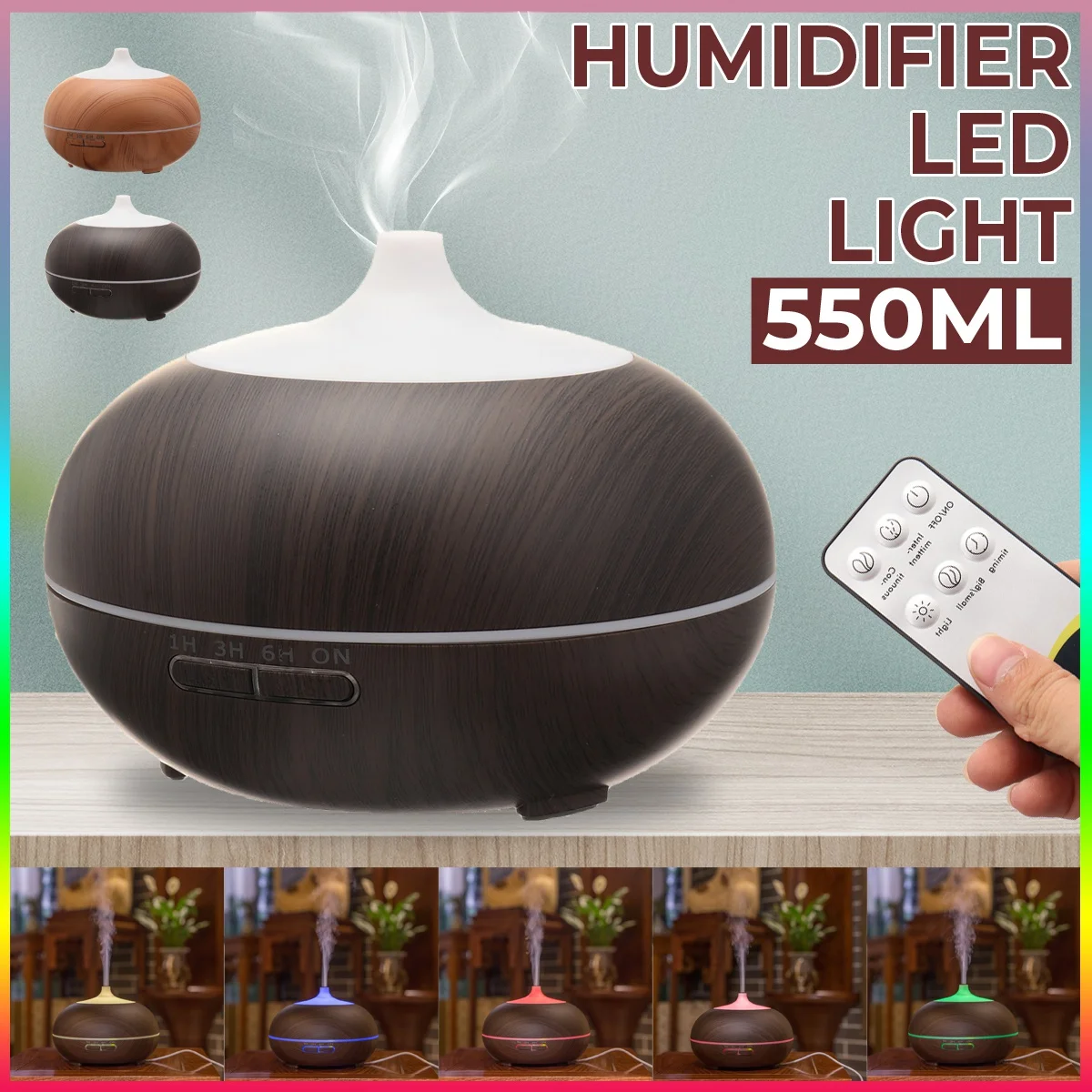 
Special Hot Selling Colorful LED Ultrasonic Essential Diffuser Air Humidifier Purifier 2020 