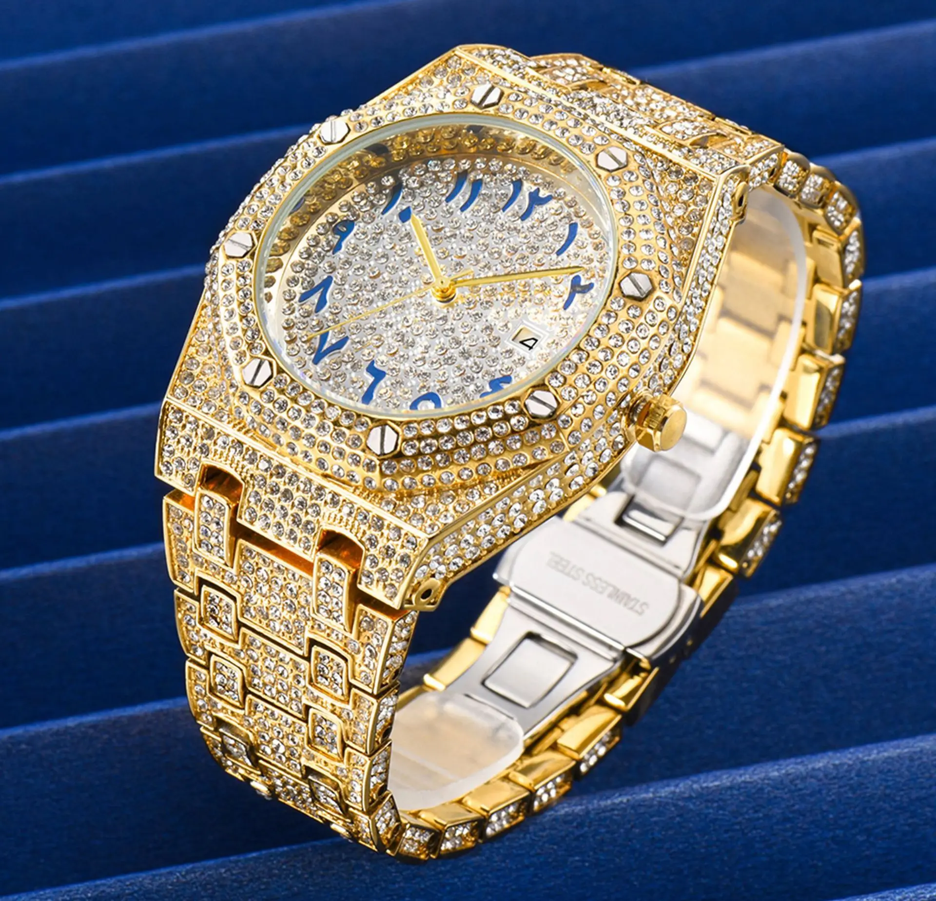 Business luxury design calendar watch custom waterproof luminous stainless steel casual quartz watch Reloj de pared de metal