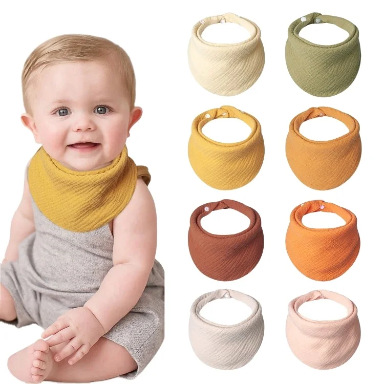 Newborn Soft 100% Cotton Muslin Burp Cloth Feeding Baby Bandana Drool Bibs