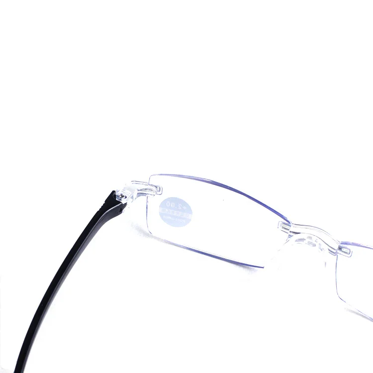 UV400 Anti-Blue Light Slim Reading Eyeglasses Black White Red Rimless Frames Glasses with PC Lenses Protective Packaging