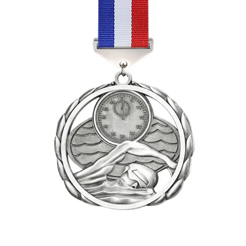 Cheap Soccer Short Ribbon Drape Uniform Costume Medals Custom Logo Gold Key Blank Metal Sports Swimming Medal