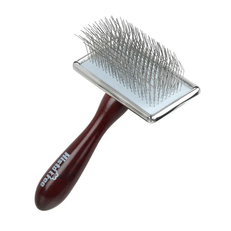 Small Long Hair Pet Dog Breeds Dead Fur Removing Cleaning Slicker Brush With Solid Wood Grip
