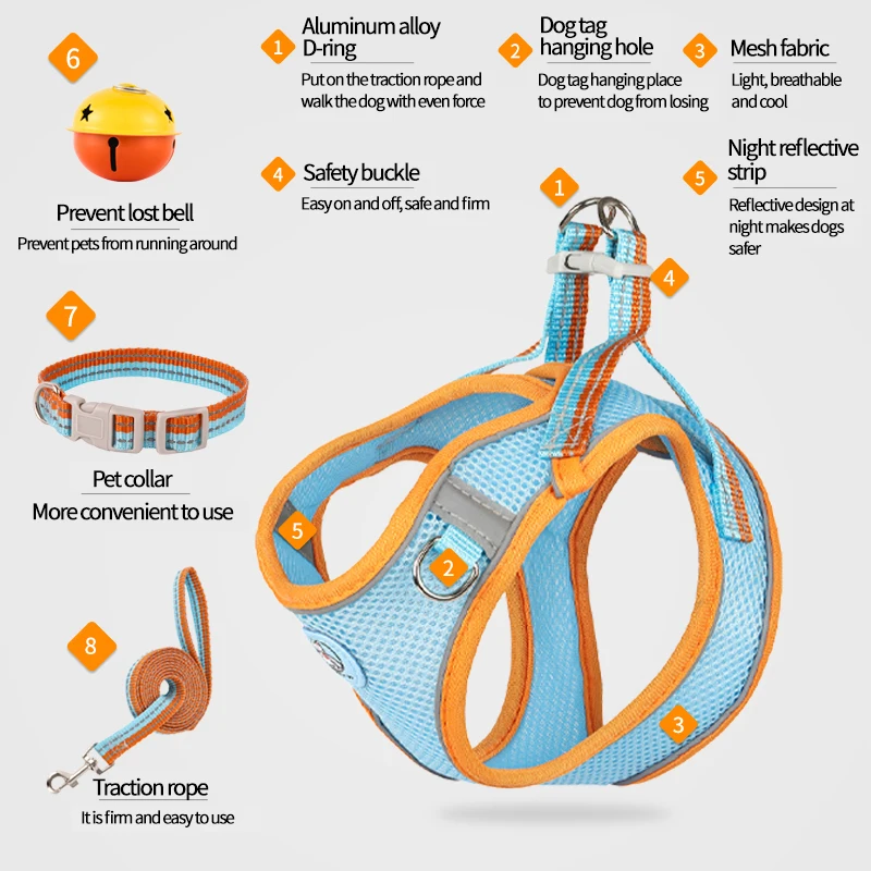 
Manufacturers spot pet leash dog vest-style chest harness small and medium-sized dog harness 