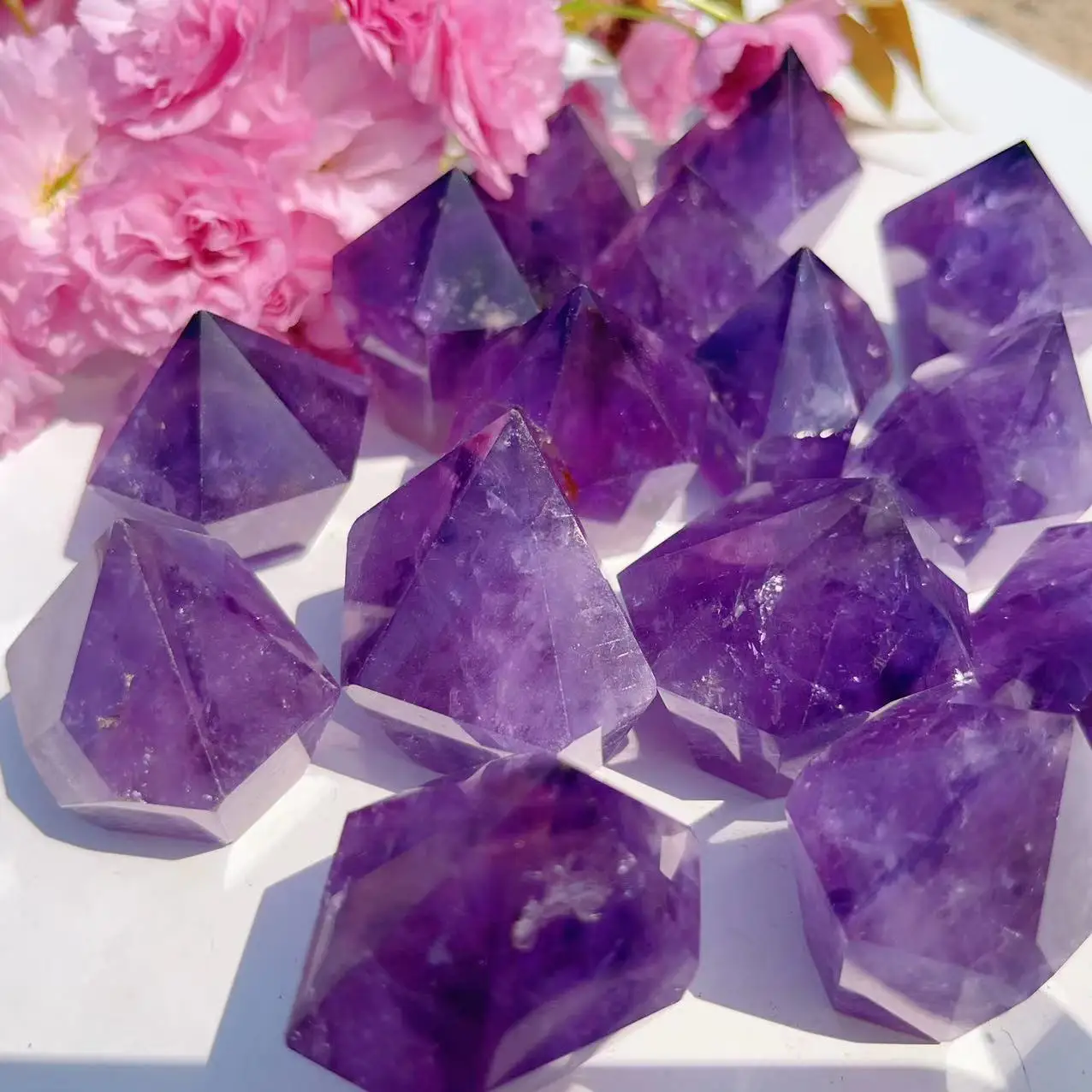 Natural Crystal Amethyst Point Crystal Quartz Tower Solar Powered/meditation/healing stones