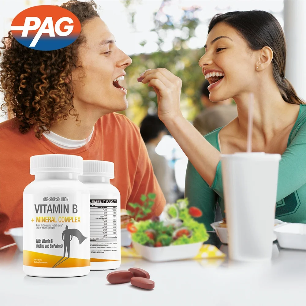 PAG 180 Tabs per Bottle Vitamin C Choline Bioperine Healthcare Supplement B-Complex Mineral Vitamin B Complex Tablets