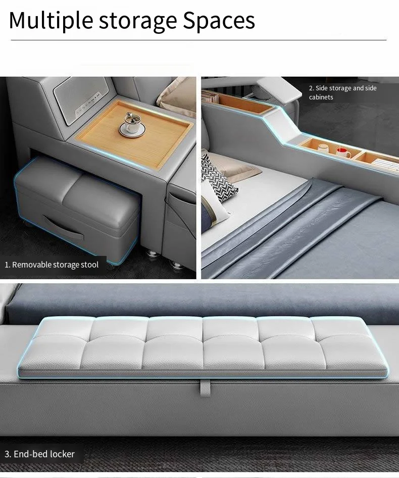 multifunction bed massage with projector smart beds bedroom furniture tatami smart up-holstered beds