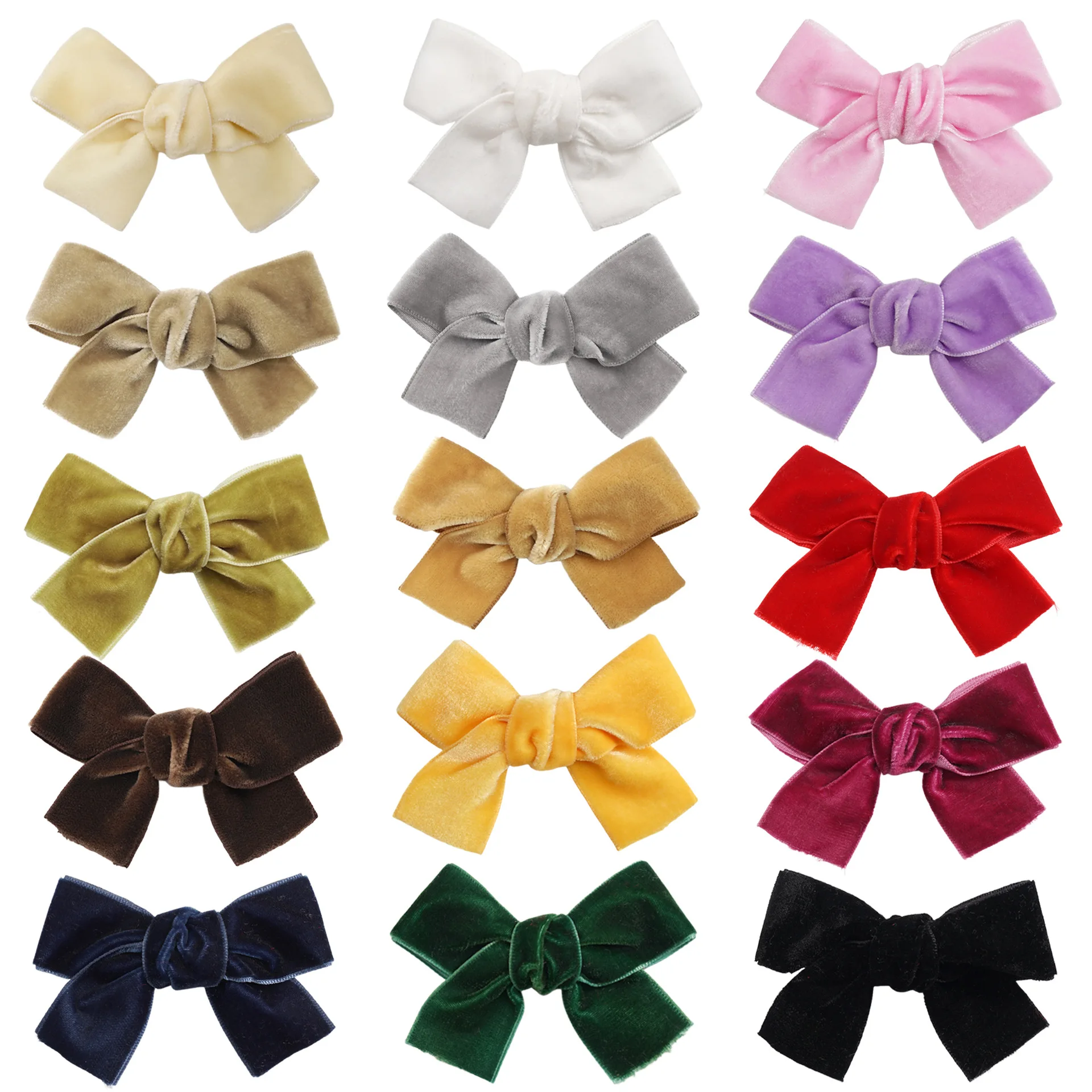 New year red velvet children colorful hair bow clips for girls baby hair accessories