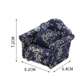 1/12 Miniatures Doll House Furnishings 3Pcs Sofa Kit with Pillow Miniature Toys Couch Chairs for Living Room