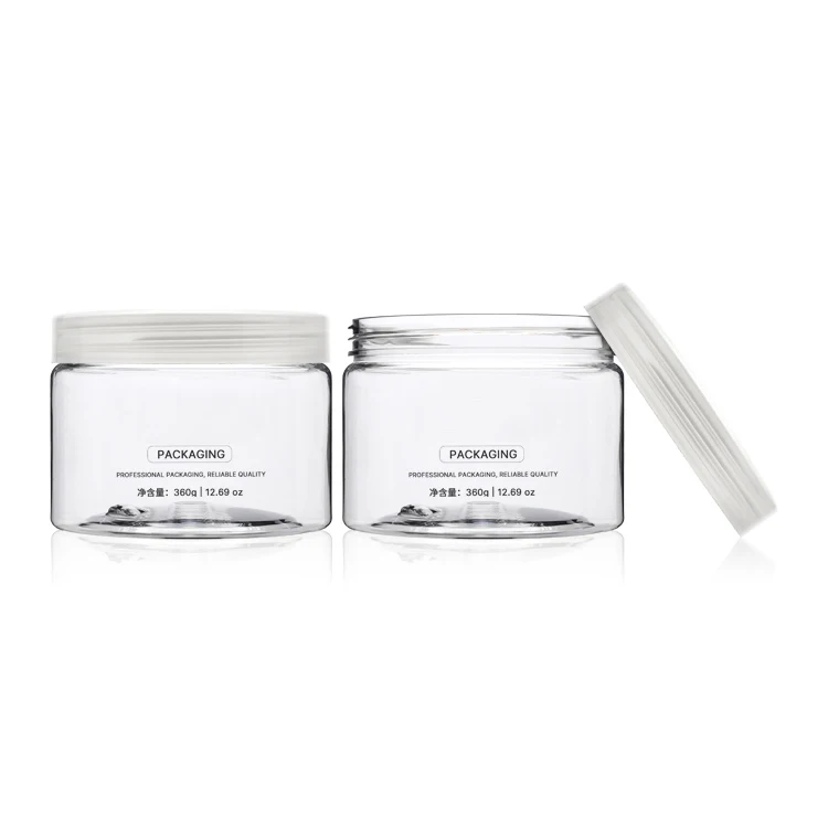 China Factory Wholesale Skincare Cosmetic Cream Jar 360g Clear Cosmetic Cream Plastic Jars With Screw Top Lids