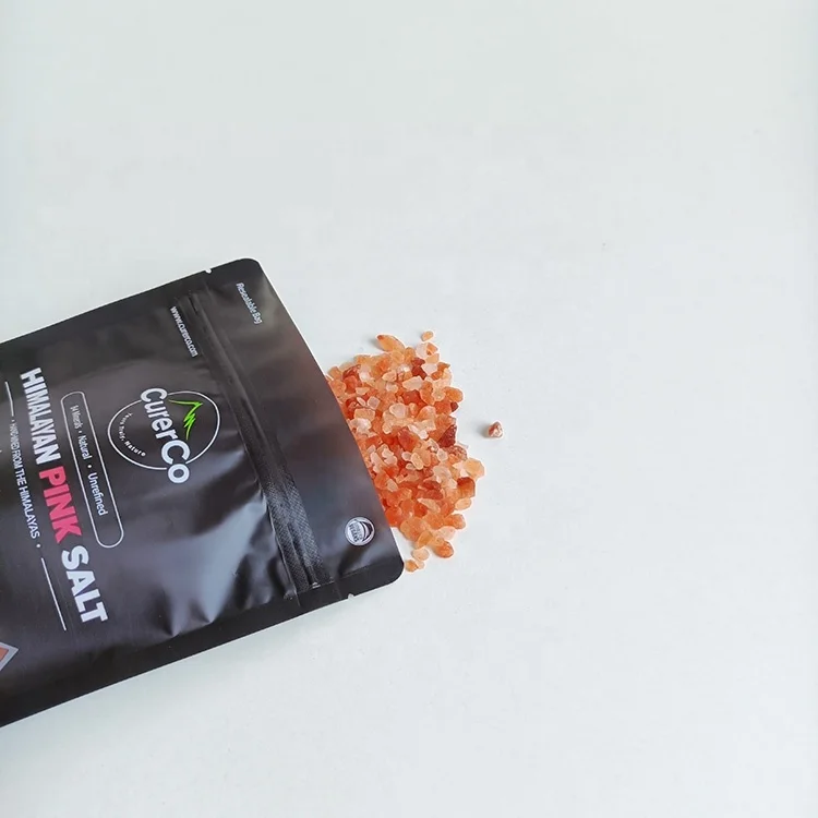 Customized printed logo plastic sea salt packaging pouch bag / stand up himalayan pink salt pouch with clear window