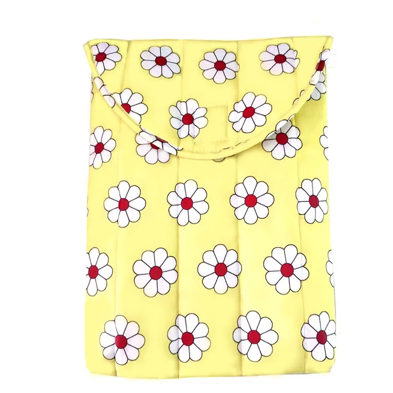 Custom  LOGO  Colorful Puff  Laptop Sleeve Yellow Sunflower  Quilted Laptop Case  Computer protective cover