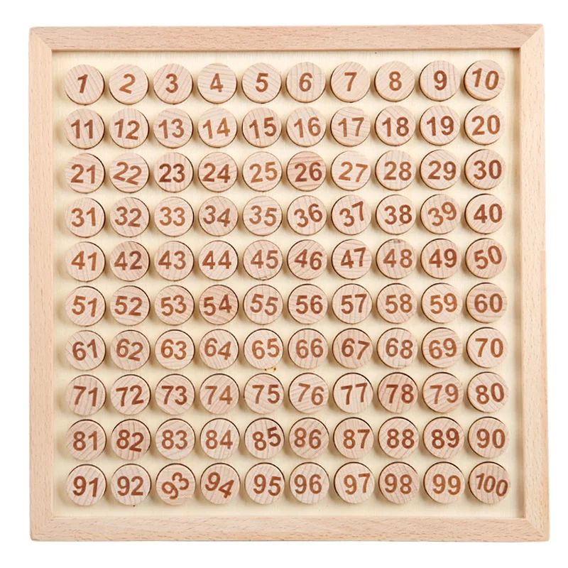 Wooden Montessori Math Hundred Board 1-100 Number Counting Toy Montessori Math Game Board for Kids