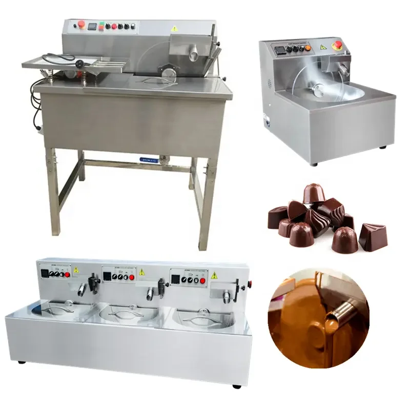 Small Automatic Covering Dispenser Melting Machine with Vibration Table Machine Chocolate Tempering And Enrobing Making Machine